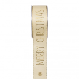 Χριστουγεννιάτικη Κορδέλα Merry Christmas 4εκ.-15μ. Κρεμ-Χρυσή iliadis 20583