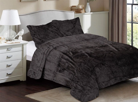 Κουβέρτα Coral Fleece Υπέρδιπλη 220x240εκ. Solid 08 Grey-Black DimCol 33422524006