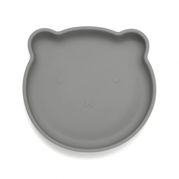 Πιάτο Σιλικόνης Με Βεντούζα Bear Pewter Green 16x17x3εκ. Petit Monkey PTM-SP2