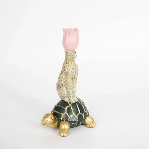 Κηροπήγιο Polyresin Πράσινο-Γκρι 15x26εκ. ESTHETI 752-26032