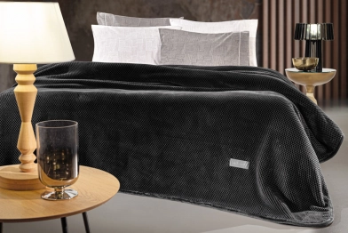 Κουβέρτα Ultrasoft Ζακάρ Μονή 160x220εκ. Cheval Anthracite Guy Laroche