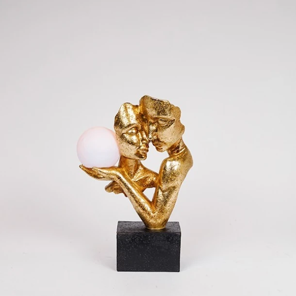 Διακοσμητικό Επιτραπέζιο Ζευγάρι Με Led Polyresin Χρυσό-Μαύρο 21x9,5x31,5εκ. ESTHETI 819-00865