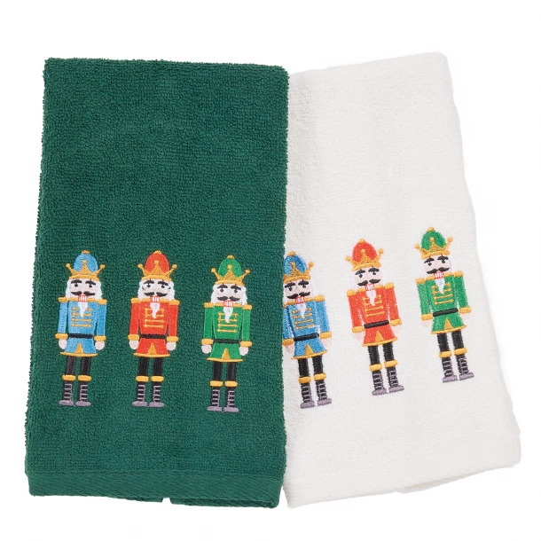 Χριστουγεννιάτικο Ποτηρόπανο Σετ 2τμχ Βαμβακερό 30x50εκ. Christmas 0811 Green-White Das Home