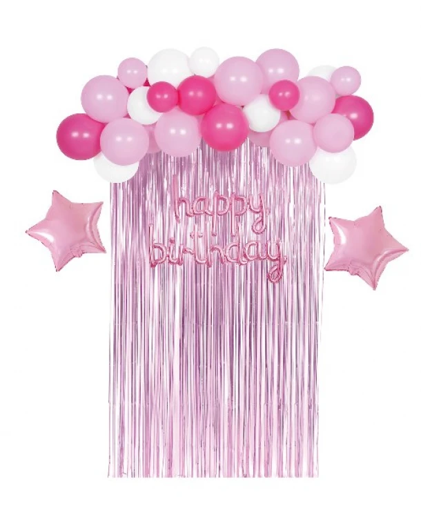 Σετ Μπαλόνια 35τμχ Happy Birthday Ροζ-Λευκό-Ματζέντα 2437399