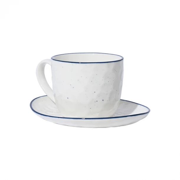 Φλυτζάνι Τσαγιού Πορσελάνης Λευκό-Μπλε 220ml Pebbles Estia 07-37093