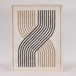 Πίνακας Καμβάς Ανάγλυφος Με Γραμμές Λευκός-Μπεζ-Μαύρος 60x3x80εκ. ESTHETI 812-10004