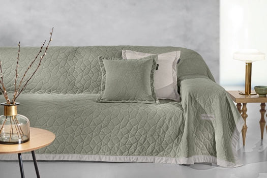 Ριχτάρι Βελούδινο Διθέσιος 170x250εκ. Με Διακοσμητική Μαξιλαροθήκη Avalon Cement Guy Laroche