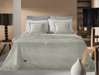 Κουβέρτα Υπέρδιπλη Με Διακοσμητική Μαξιλαροθήκη 2 Όψεων 220x240εκ. Velvet Ultrasoft Καπιτονέ Bolzano Khaki Guy Laroche