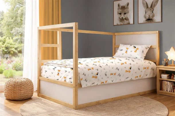 Σετ Σεντόνια 3τμχ Βαμβακερά Μονά 160x240εκ. Giraffe 599 White-Orange Dimcol