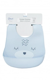 Σαλιάρα Σιλικόνης Με Κουμπί Και Τσέπη 22,5x32εκ. 17 Sky Blue Dimcol