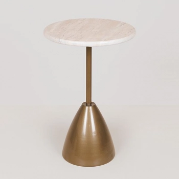 Τραπεζάκι Βοηθητικό Μεταλλικό Χρυσό-Λευκό 30x30x62εκ. ESTHETI 750-39561