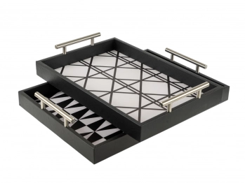 Δίσκος Σερβιρίσματος Σετ 2τμχ Μαύρος-Λευκός 44x31x4εκ.-40x27x4εκ. Zen Collection 25.20.51611