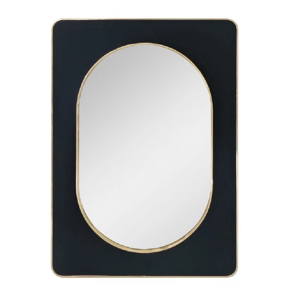 Καθρέπτης Τοίχου Βελούδινος Μαύρος-Χρυσός 50x70εκ. ESPIEL ECO603