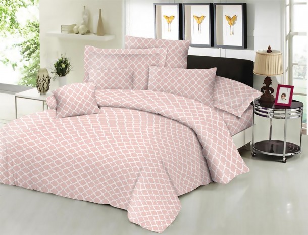 Σεντόνι Μεμονωμένο Εμπριμέ Polycotton Υπέρδιπλο 220x240εκ. Montana Peach Komvos Home 7002201-53