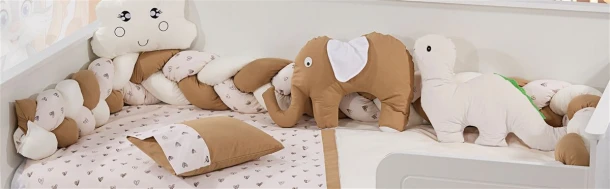 Πάντα Κούνιας Πλεξούδα Polycotton 220εκ. Τρίχρωμη 25 White-Golden Beige DimCol