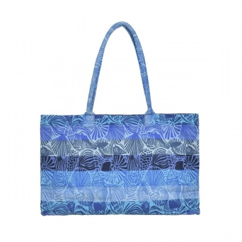 Τσάντα Θαλάσσης Polycotton Μπλε-Τυρκουάζ Με Κοχύλια ble 5-42-304-0254