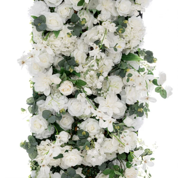 Ρολό Πάνελ Τοίχου Με Λευκά Λουλούδια-Πρασινάδα & Υφασμάτινη Πλάτη 50x250εκ. iliadis 92685