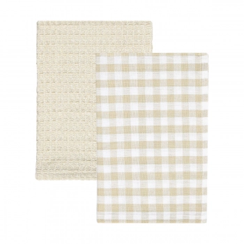 Σετ 2τμχ Πετσέτα Κουζίνας Βαμβακερή 45x65εκ. Casa Μπεζ Estia 01-36003