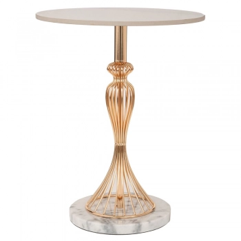 Τραπεζάκι Μεταλλικό Χρυσό Με Μαρμάρινη Βάση Και Κεραμική Επιφάνεια Φ39x50εκ. iliadis  91781