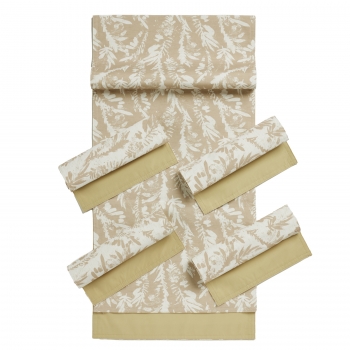 Σετ 5τμχ Runner & Σουπλά Linen-Polyester 45x180εκ./30x45εκ. Kitchen 0869 Beige Das Home