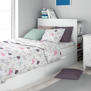 Σετ Σεντόνια 2τμχ Βαμβακερά Μονά 160x240εκ. Rainbow 575 White-Pink Dimcol