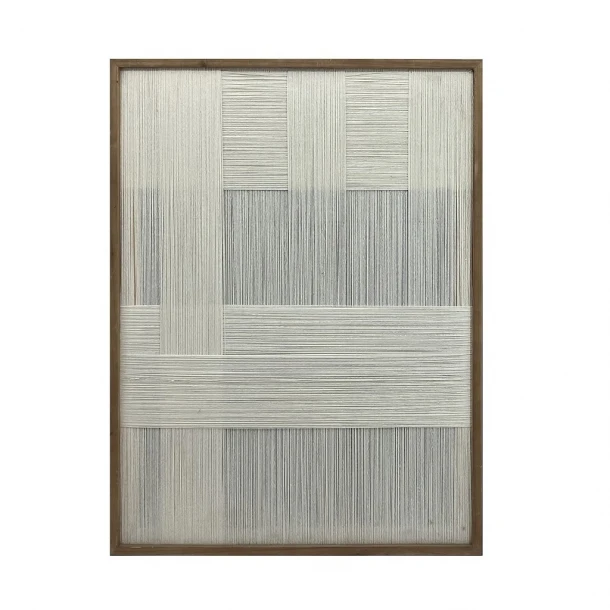 Πίνακας Με Ξύλινη Κορνίζα Και Νήμα Μπεζ-Γκρι ESPIEL 60x3x80εκ. NIM109