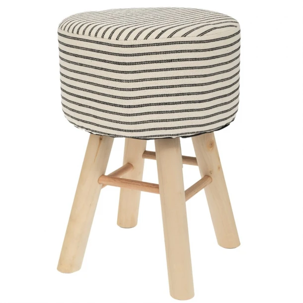 Σκαμπώ Υφασμάτινο Polycotton Ριγέ Με Ξύλινα Πόδια 28x34εκ. iliadis 90230