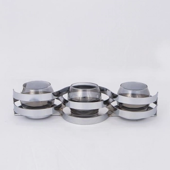 Κηροπήγιο 3 Θέσεων Μεταλλικό-Γυάλινο Ασημί-Γκρι 33,5x10x8εκ. ESTHETI 752-24038