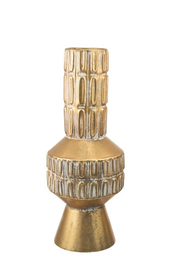 Βάζο Μεταλλικό Χρυσό-Λευκό 16x16x39εκ. Zen Collection 24.38.51026