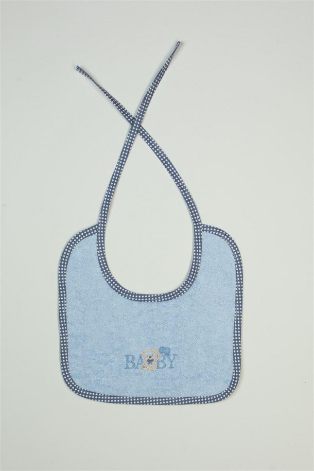 Σαλιάρα Βαμβακερή Με Κέντημα Baby Bear 161 25x25εκ. Σιέλ DimCol