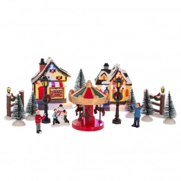 Χριστουγεννιάτικη Παράσταση Polyresin Με Led Μπαταρίας Χωριό iliadis 90740