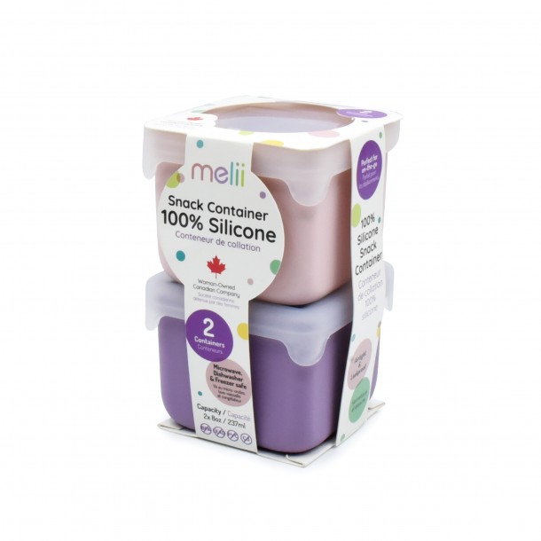 Σετ 2τμχ Δοχείο Σιλικόνης Για Σνακ 236ml Pink/Purple Melii MEL23300