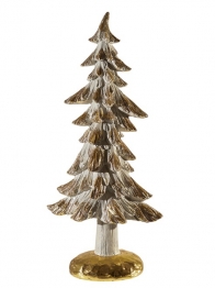 Χριστουγεννιάτικο Διακοσμητικό Δέντρο Polyester Λευκό-Χρυσό 17x9x38εκ. Zen Collection 25.41.51879