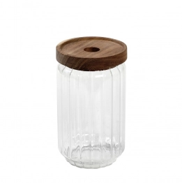 Δοχείο Κουζίνας Γυάλινο Με Καπάκι Ξύλινο Ακακίας 750ml-9x15εκ. ESPIEL TUL103K6