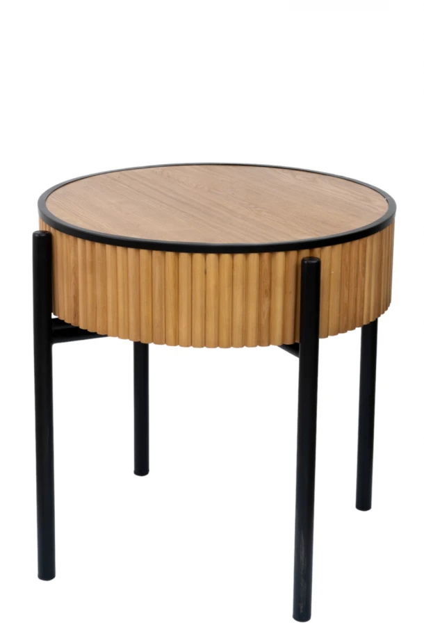 Τραπεζάκι Στρογγυλό Ξύλινο-Μεταλλικό Καφέ-Μαύρο 62x59εκ. Zen Collection 24.15.50068