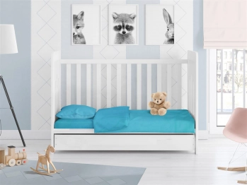 Παπλωματοθήκη Βαμβακερή Κούνιας Μονόχρωμη 120x160εκ. Solid 493 Turquoise DimCol