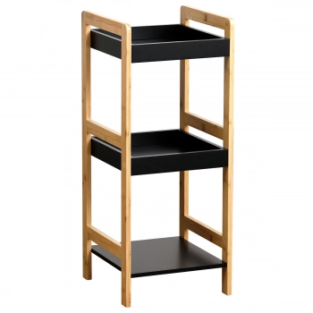 Ραφιέρα 3 Θέσεων Bamboo-MDF Μπεζ-Μαύρη 33x33x80εκ. MRShome 1145000