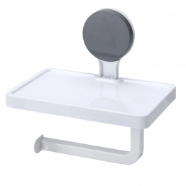 Χαρτοθήκη Με Βεντούζα ABS & TPE Με Ραφάκι 18x11,5x17,6cm White- Grey Knob MRShome 0081000