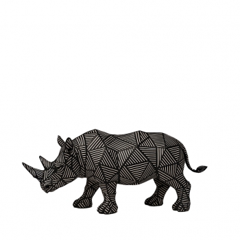 Διακοσμητική Επιτραπέζια Γεωμετρική Φιγούρα Ρινόκερος Polyresin Μαύρη ESPIEL 25,5x8,3x13εκ. CIN106