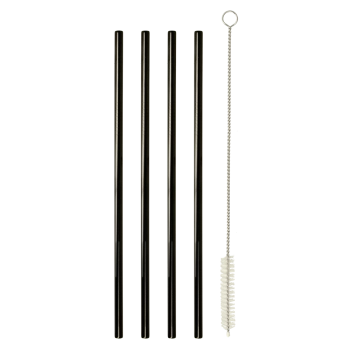 Σετ 4τμχ Καλαμάκια Ανοξείδωτα Ίσια 21,5εκ. Με Βουρτσάκι Καθαρισμού Metaltex 253183