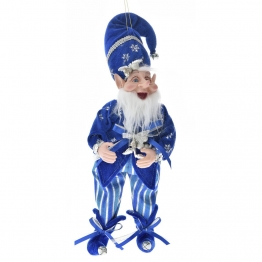 Χριστουγεννιάτικο Διακοσμητικό Ξωτικό Βελούδινο Μπλε-Ασημί iliadis 40εκ. 75690