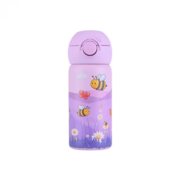 Θερμός Παιδικό Ανοξείδωτο Με Καλαμάκι Garden Friends 350ml-7x7x18εκ. Save The Aegean Estia 01-43612