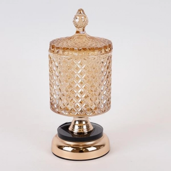 Διακοσμητικό Δοχείο Γυάλινο-Μεταλλικό Χρυσό 8,5x22εκ. ESTHETI 752-21083