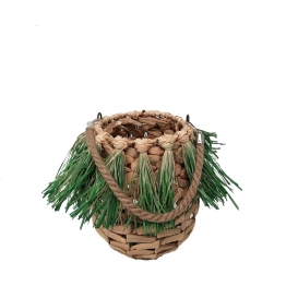 Φανάρι Ψάθινο Με Λαβή Μπεζ-Πράσινο ESPIEL Δ27x34εκ. LUG103