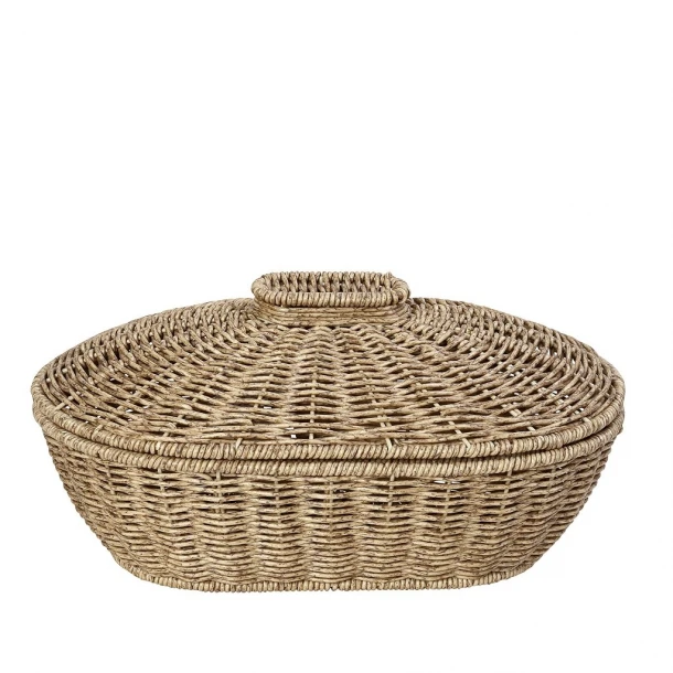 Καλάθι Με Καπάκι Ψάθινο Μπεζ ESPIEL 33x22x15εκ. KOD141