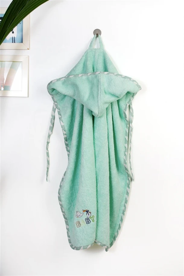 Κάπα Με Κέντημα Bebe 75x85εκ. Stork 195 Mint Dimcol