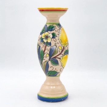 Κηροπήγιο Κεραμικό Μπεζ-Multi Με Λεμόνια 10,2x30εκ. ESTHETI 819-00182