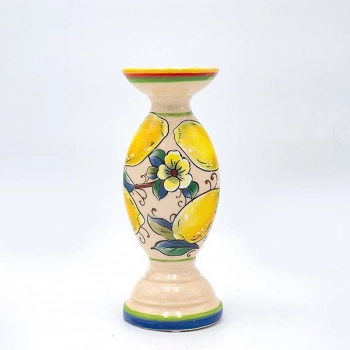 Κηροπήγιο Κεραμικό Μπεζ-Multi Με Λεμόνια 10x25εκ. ESTHETI 819-00181