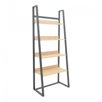 Βιβλιοθήκη Ryder pakoworld σε oak-μαύρη απόχρωση 75x36x185εκ