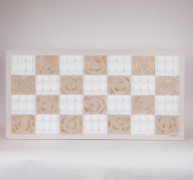 Πίνακας Καμβάς Ανάγλυφος Μπεζ-Λευκός-Χρυσός 122x4,5x62εκ. ESTHETI 812-20042